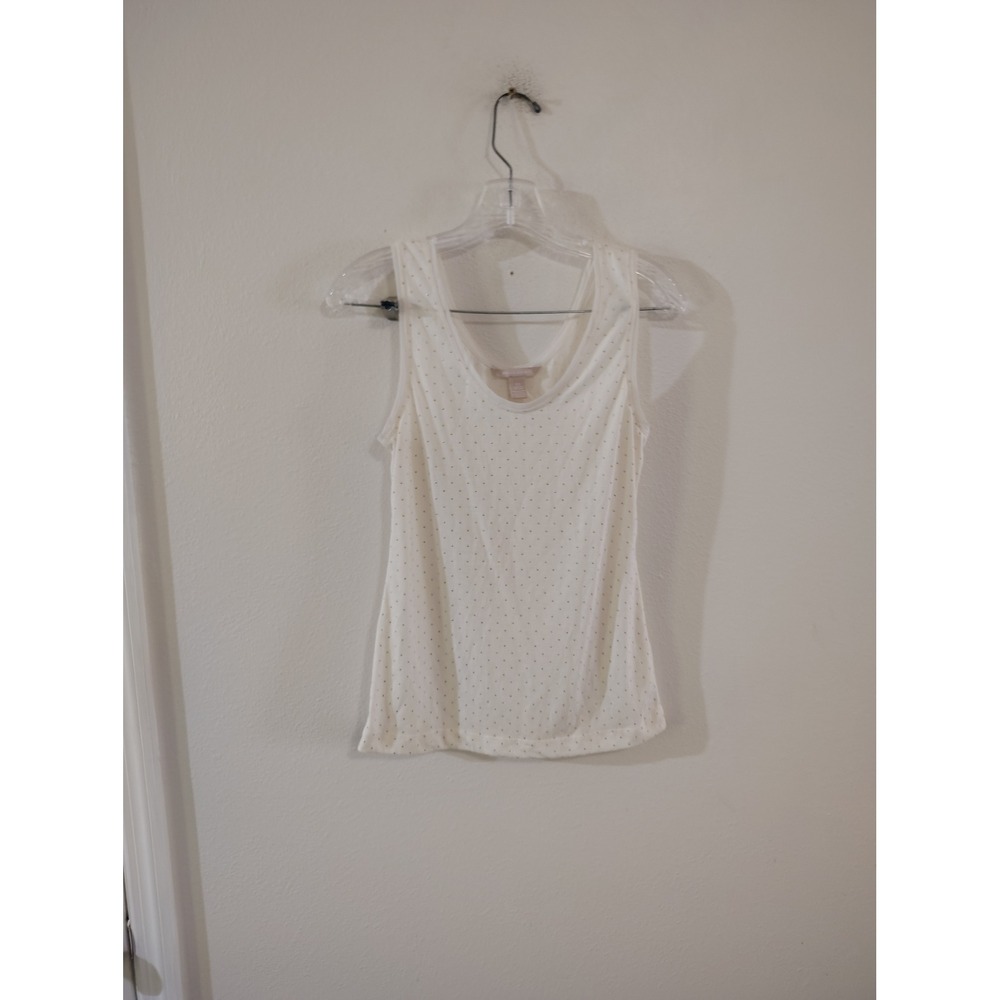 Banana Republic White Gold Studded Scoop Neck Tank Top Sleeveless Shirt XS